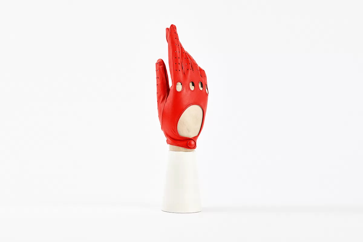 andreanoshop guanto pelle rosso tra
